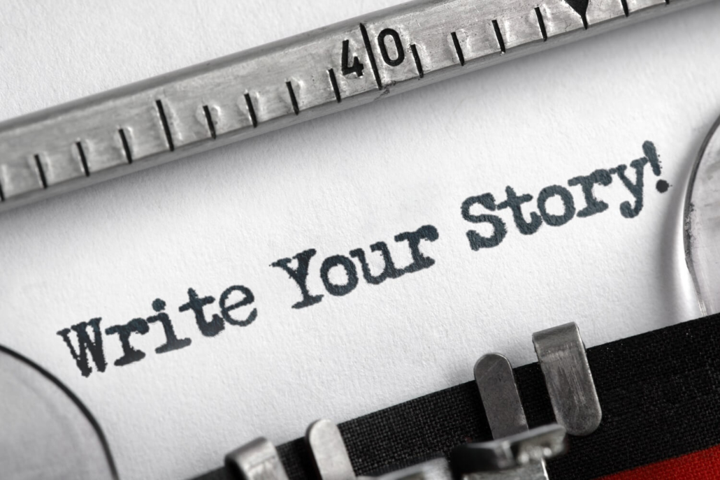 Ein Write-Your-Story-Schriftzug symbolisiert, dass die Story bei Imagevideo erstellen im Mittelpunkt steht.