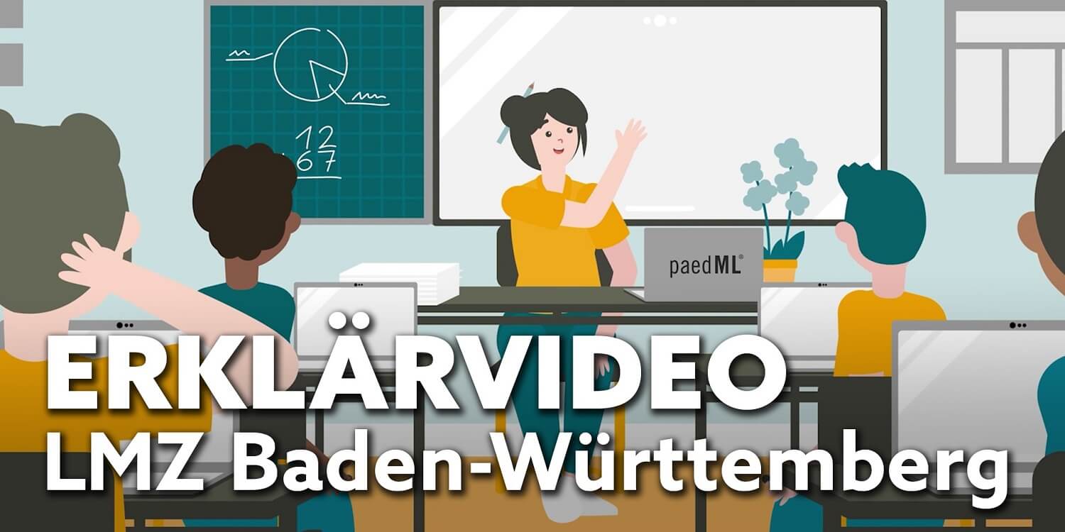 Eine Lehrerin nutzt in einem Erklärvideo die paedML vom LMZ Baden-Württemberg für den Schulunterricht.