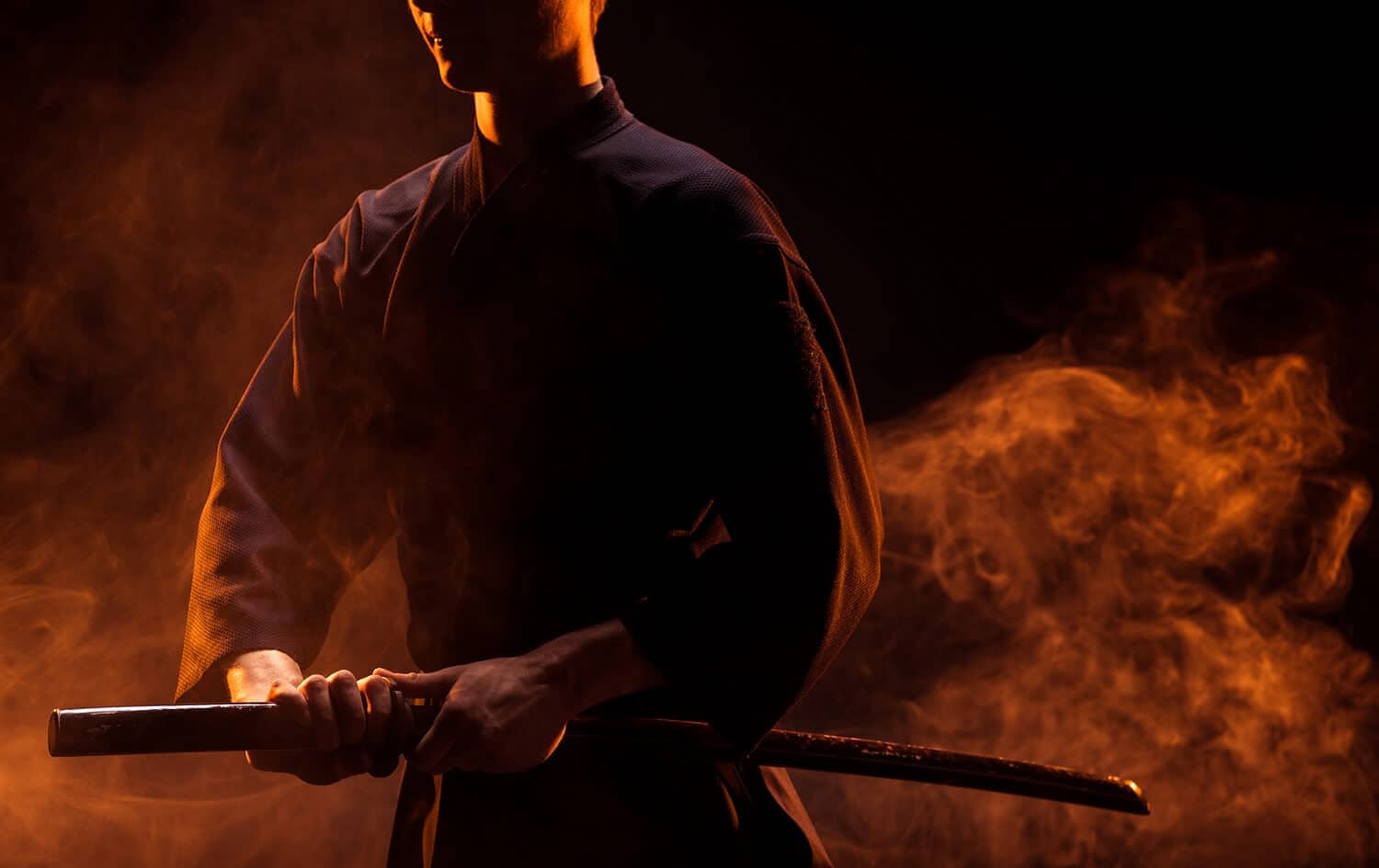 Ein Samurai mit Schwert aus Martial-Arts-Film