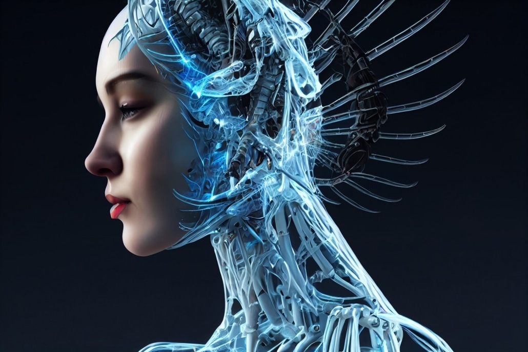 Ein AI-generiertes 3D-Modell zeigt das Gesicht einer Frau.