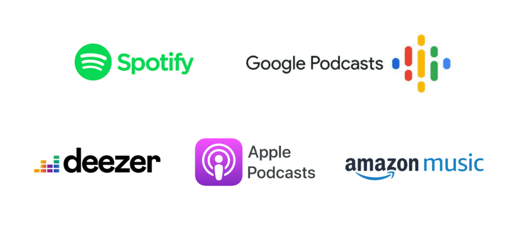 Podcast Plattformen: Spotify, Google Podcasts, Deezer, Apple Podcasts und Amazon Music