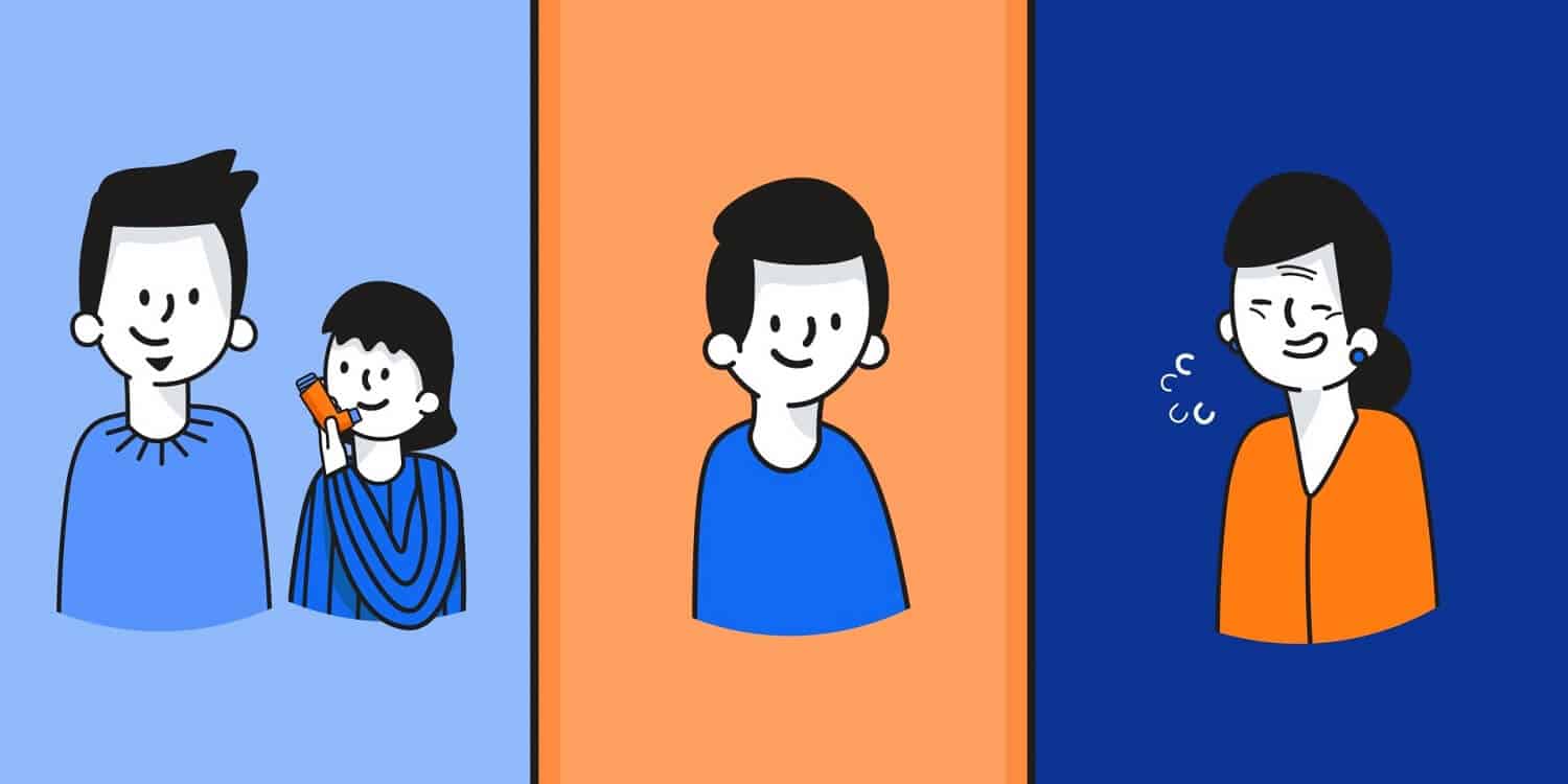 Ein animiertes Video der Filmproduktion muthmedia zeigt einen dreifachen Splitscreen mit fröhlichen Gesichtern.