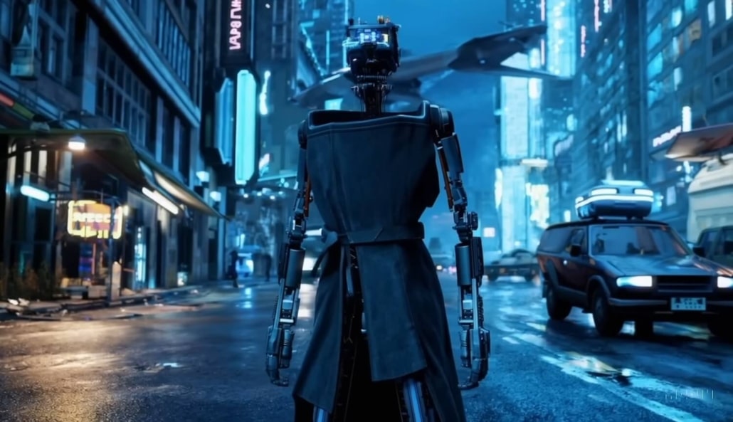 Ein Roboter in einem KI-Video.