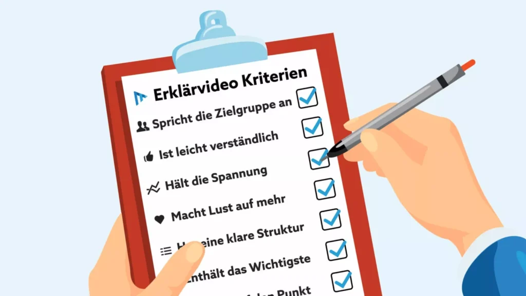 Eine Checkliste mit Erklärvideo Kriterien.